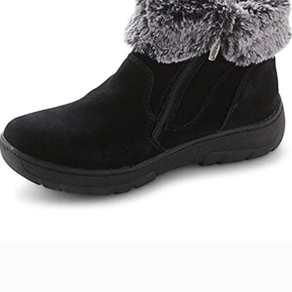 KHOMBU Women's Black Faux Fur Ankle Boots - Picture 5 of 5